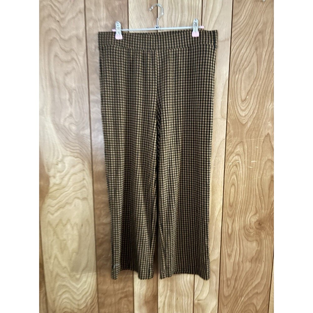 Loft Outlet Brown‎ Black Houndstooth Wide Leg Pull On Pants Petite LP